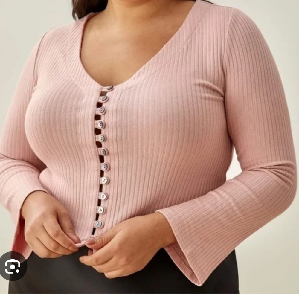 Reformation Gellar Blush Pink Ribbed Cardigan XL